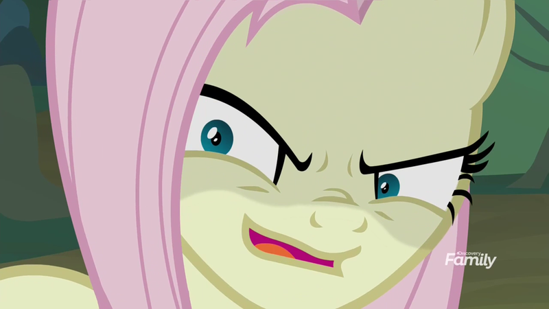 Size: 1920x1080 | Tagged: adoracreepy, clone, crazy face, creepy, cute, derpibooru import, discovery family logo, evil grin, faic, flutterbitch, grin, mean fluttershy, safe, screencap, smiling, solo, the mean 6