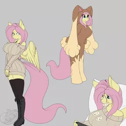 Size: 2000x2000 | Tagged: adorasexy, anthro, artist:silverfox057, big breasts, breasts, busty fluttershy, clothes, cookie, costume, cute, derpibooru import, eating, female, fluttershy, food, kigurumi, looking at you, lopunny, mare, pokémon, sexy, socks, solo, solo female, stockings, suggestive, sweater, sweatershy, thigh highs, unguligrade anthro