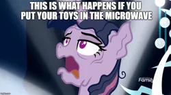 Size: 888x499 | Tagged: safe, derpibooru import, edit, edited screencap, screencap, mean twilight sparkle, tree of harmony, alicorn, pony, the mean 6, clone, dying, female, image macro, imminent death, mare, melting, meme, nightmare fuel, open mouth, solo, you know for kids, you ruined everything