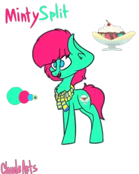 Size: 2000x2500 | Tagged: artist:claudearts, clothes, cute, cutie mark, derpibooru import, oc, oc:minty split, reference sheet, safe, scarf, simple background, solo, transparent background, unofficial characters only