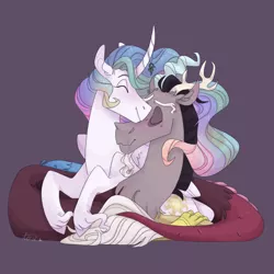 Size: 1024x1024 | Tagged: safe, artist:torielity, derpibooru import, discord, princess celestia, cuddling, cute, cutelestia, discute, dislestia, female, male, mare, mistletoe, nuzzling, shipping, straight