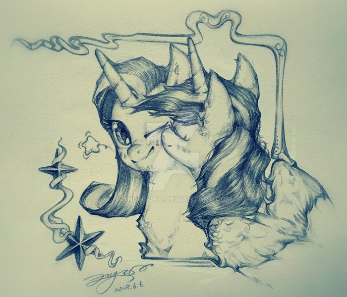 Size: 1023x877 | Tagged: safe, artist:angusdra, derpibooru import, starlight glimmer, twilight sparkle, twilight sparkle (alicorn), alicorn, unicorn, blushing, eyes closed, female, grayscale, kiss on the cheek, kissing, lesbian, mare, monochrome, one eye closed, pencil drawing, shipping, simple background, solo, traditional art, twistarlight, watermark, white background