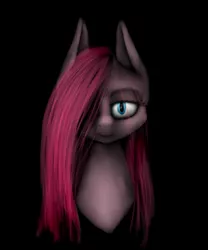 Size: 400x480 | Tagged: safe, artist:elicorngamer, artist:sunriseshine88, derpibooru import, pinkie pie, pony, black background, bust, collaboration, female, lidded eyes, looking at you, mare, pinkamena diane pie, simple background, solo