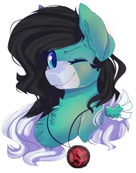 Size: 2779x3527 | Tagged: safe, artist:skylacuna, derpibooru import, oc, oc:lyrica storm, pegasus, pony, bust, female, high res, mare, one eye closed, portrait, simple background, solo, transparent background, wink