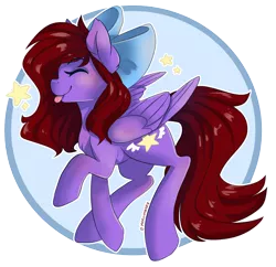 Size: 2902x2809 | Tagged: safe, artist:skylacuna, derpibooru import, oc, oc:angel star, unofficial characters only, pegasus, pony, bow, female, hair bow, high res, mare, simple background, solo, tongue out, transparent background