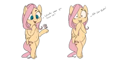 Size: 4000x2000 | Tagged: safe, artist:miokomata, derpibooru import, fluttershy, pegasus, pony, bipedal, female, freckles, mare, out of character, ponies eating insects, ponies eating meat, simple background, solo, standing, teary eyes, transparent background