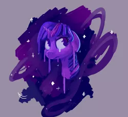 Size: 1500x1373 | Tagged: aesthetics, annoyed, artist:lilfunkman, bust, derpibooru import, grumpy, melting, safe, solo, space, surreal, twilight sparkle, unamused