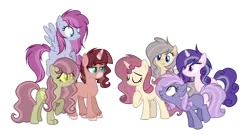 Size: 1024x562 | Tagged: safe, artist:mintoria, derpibooru import, oc, unofficial characters only, earth pony, hybrid, pegasus, pony, unicorn, female, interspecies offspring, magical lesbian spawn, mare, offspring, parent:applejack, parent:discord, parent:fluttershy, parent:night glider, parent:pinkie pie, parent:princess cadance, parent:princess celestia, parent:rainbow dash, parent:rarity, parent:shining armor, parent:starlight glimmer, parent:sunburst, parent:sunset shimmer, parent:twilight sparkle, parents:discoshy, parents:pinkiedash, parents:rarijack, parents:shiningcadance, parents:sunsestia, parents:twiburst, simple background, transparent background