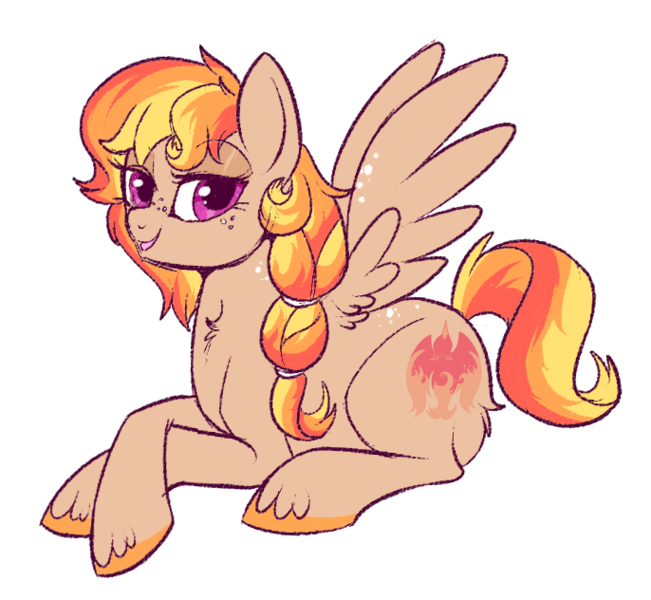 Size: 686x632 | Tagged: safe, artist:lulubell, derpibooru import, oc, oc:phoenix, unofficial characters only, magical lesbian spawn, next generation, offspring, parent:applejack, parent:rainbow dash, parents:appledash, simple background, solo, transparent background