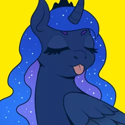 Size: 500x500 | Tagged: safe, artist:pumpkabooo, derpibooru import, princess luna, alicorn, pony, :3, :p, beanbrows, curved horn, cute, eyebrows, female, lunabetes, mlem, pouting, silluna, silly, silly pony, solo, tongue out