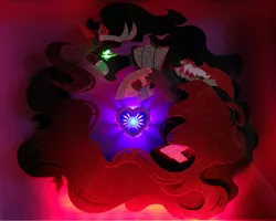 Size: 2848x2280 | Tagged: angry, artist:jiuweidehuli, beautiful, craft, crystal heart, derpibooru import, fangs, glow, king sombra, male, papercraft, safe, shadow, shadowbox, solo, sombra eyes, traditional art, umbrum