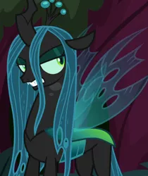 Size: 602x718 | Tagged: angry, annoyed, changeling, changeling queen, cropped, derpibooru import, everfree forest, female, former queen chrysalis, gritted teeth, irritated, queen chrysalis, safe, screencap, solo, the mean 6