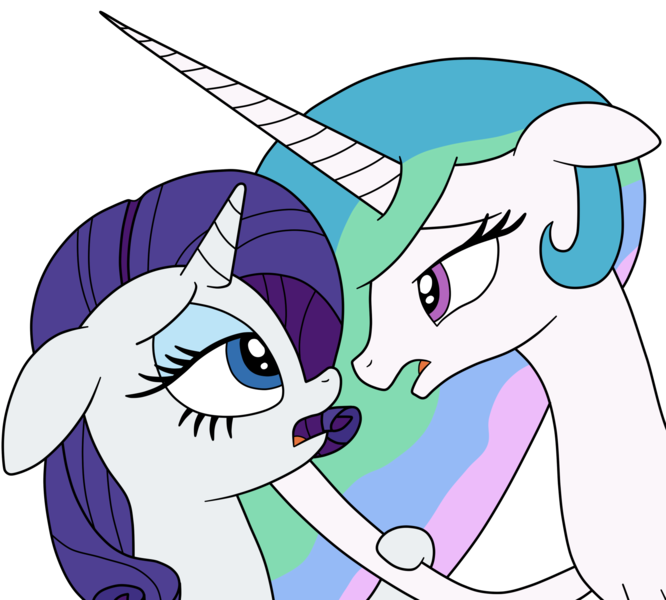 Size: 1810x1630 | Tagged: safe, artist:eagc7, derpibooru import, princess celestia, rarity, alicorn, unicorn, duo, female, lesbian, looking at each other, mare, rarilestia, shipping, simple background, transparent background