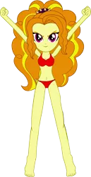 Size: 2771x5388 | Tagged: suggestive, artist:givralix, derpibooru import, edit, editor:grapefruitface, vector edit, adagio dazzle, equestria girls, barefoot, belly button, bra, breasts, clothes, edited vector, feet, female, red underwear, simple background, solo, solo female, transparent background, underwear, vector