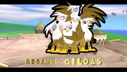 Size: 1440x810 | Tagged: birb, castle, derpibooru import, edit, flock, gilda, happy, much gilda, multeity, namesake, pun, safe, screencap, smiling, solo, spyro the dragon