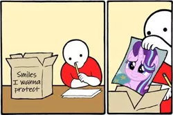 Size: 427x284 | Tagged: safe, derpibooru import, starlight glimmer, pony, unicorn, marks for effort, blushing, cute, exploitable meme, female, glimmerbetes, happy, mare, meme, perry bible fellowship, smiles i wanna protect, smiling, solo