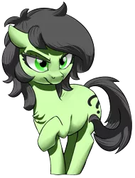 Size: 823x1083 | Tagged: safe, artist:lockhe4rt, derpibooru import, oc, oc:anonfilly, unofficial characters only, pony, chest fluff, female, filly, filly anon is not amused, floppy ears, raised hoof, simple background, solo, transparent background, unamused