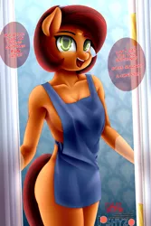 Size: 819x1229 | Tagged: anthro, apron, armpits, artist:pshyzomancer, breasts, clothes, derpibooru import, explicit source, female, implied shipping, implied starburst, implied starlight glimmer, implied straight, implied sunburst, mare, milf, naked apron, patreon, patreon logo, signature, solo, stellar flare, stellar milf, suggestive, text, the parent map