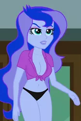 Size: 720x1069 | Tagged: suggestive, derpibooru import, edit, edited screencap, editor:ah96, screencap, princess luna, equestria girls, friendship games, belly button, black underwear, breast edit, breasts, cleavage, clothes, cropped, female, front knot midriff, lip bite, midriff, panties, sexy, solo, solo female, underwear, underwear edit, vice principal luna