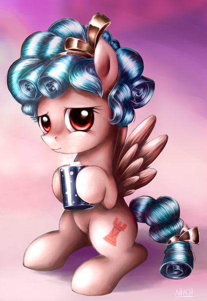 Size: 900x1306 | Tagged: safe, artist:nika191319, derpibooru import, cozy glow, pegasus, pony, marks for effort, cozybetes, cute, cutie mark, drink, empathy cocoa, eyelashes, female, filly, food, mane, mare, marshmallow, not evil, solo, wings