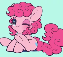 Size: 1130x1022 | Tagged: safe, artist:ccc, derpibooru import, pinkie pie, earth pony, pony, cute, diapinkes, female, mare, one eye closed, solo, wink