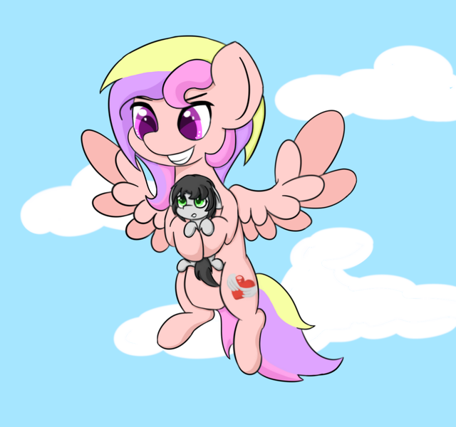 Size: 1600x1500 | Tagged: safe, artist:unicodingunicorn, derpibooru import, oc, pegasus, pony, female, flying, male, mother and son