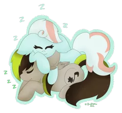 Size: 1280x1189 | Tagged: safe, artist:pegamutt, derpibooru import, oc, oc:inverse, oc:jetn, unofficial characters only, earth pony, pegasus, pony, cute, floppy ears, jetnverse, pony pile, simple background, sleeping, transparent background, zzz