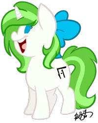 Size: 2173x2719 | Tagged: safe, artist:befishproductions, derpibooru import, oc, oc:minty root, unofficial characters only, pony, unicorn, bow, chibi, hair bow, simple background, solo, transparent background