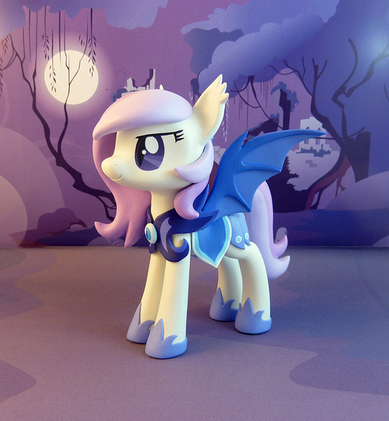 Size: 786x850 | Tagged: safe, artist:krowzivitch, derpibooru import, oc, oc:orchid, unofficial characters only, bat pony, pony, armor, bat pony oc, craft, female, figurine, full moon, mare, moon, night guard, sculpture, solo