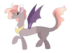 Size: 1024x746 | Tagged: artist:ashidaii, derpibooru import, draconequus, female, hybrid, interspecies offspring, oc, oc:solstice, offspring, parent:discord, parent:princess celestia, parents:dislestia, safe, simple background, solo, transparent background, unofficial characters only