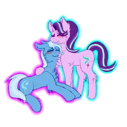 Size: 3000x3000 | Tagged: safe, artist:yathepon7, derpibooru import, starlight glimmer, trixie, pony, unicorn, female, lesbian, shipping, simple background, startrix, transparent background