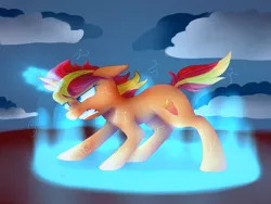 Size: 1600x1200 | Tagged: safe, artist:queenwildfire, derpibooru import, oc, oc:fiery spirit, unofficial characters only, pony, unicorn, angry, female, magic, mare, not sunset shimmer, solo