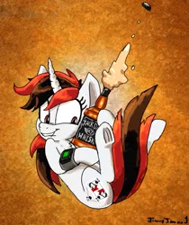 Size: 663x789 | Tagged: safe, artist:jimmyjamno1, derpibooru import, oc, oc:blackjack, pony, unicorn, fallout equestria, fallout equestria: project horizons, alcohol, cutie mark, fanfic art, jack daniels, whiskey