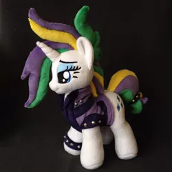 Size: 960x960 | Tagged: safe, artist:burgunzik, derpibooru import, rarity, pony, alternate hairstyle, irl, photo, plushie, punk, raripunk, solo