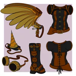 Size: 5000x5000 | Tagged: absurd resolution, artist:xexus, clothes, derpibooru import, items, reference sheet, safe, steampunk