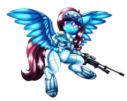 Size: 3276x2605 | Tagged: safe, artist:ikuvaito, derpibooru import, oc, oc:lucid heart, unofficial characters only, pegasus, pony, gun, simple background, sniper, solo, starcraft, terran, transparent background, weapon