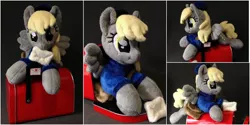 Size: 2000x1000 | Tagged: safe, artist:burgunzik, derpibooru import, derpy hooves, pony, clothes, irl, letter, mailbox, photo, plushie, solo