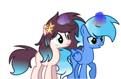 Size: 754x492 | Tagged: safe, artist:thesmall-artist, derpibooru import, oc, oc:blue galaxy, oc:bright moon, unofficial characters only, alicorn, pony, unicorn, female, magic, male, mare, simple background, stallion, transparent background