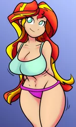 Size: 767x1280 | Tagged: suggestive, artist:reiduran, color edit, colorist:ironhades, derpibooru import, edit, sunset shimmer, equestria girls, big breasts, breasts, busty sunset shimmer, clothes, colored, curvy, female, gradient background, hourglass figure, simple background, solo, solo female, wide hips