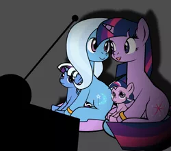 Size: 600x530 | Tagged: safe, artist:dekomaru, derpibooru import, edit, trixie, twilight sparkle, pony, unicorn, tumblr:ask twixie, ask, cropped, female, lesbian, magical lesbian spawn, offspring, parent:trixie, parent:twilight sparkle, parents:twixie, shipping, television, tumblr, twixie