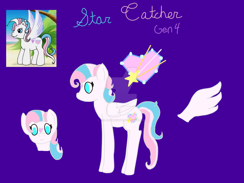 Size: 1280x960 | Tagged: safe, artist:valravnknight, derpibooru import, star catcher, pegasus, pony, g3, redesign, simple background, solo, watermark