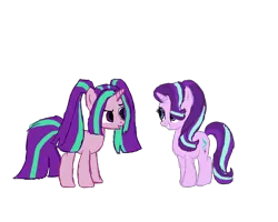 Size: 2500x2000 | Tagged: safe, artist:sodadoodle, derpibooru import, aria blaze, starlight glimmer, unicorn, colored sketch, duo, duo female, female, look-alike, simple background, sketch, transparent background