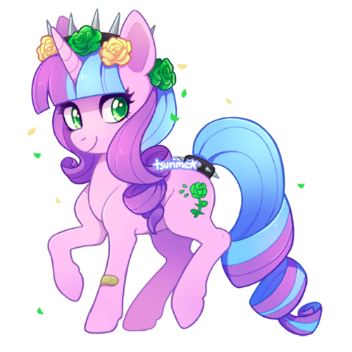 Size: 500x500 | Tagged: artist:tsurime, derpibooru import, flower, flower in hair, oc, oc:ivy lush, safe, simple background, solo, transparent background, unofficial characters only