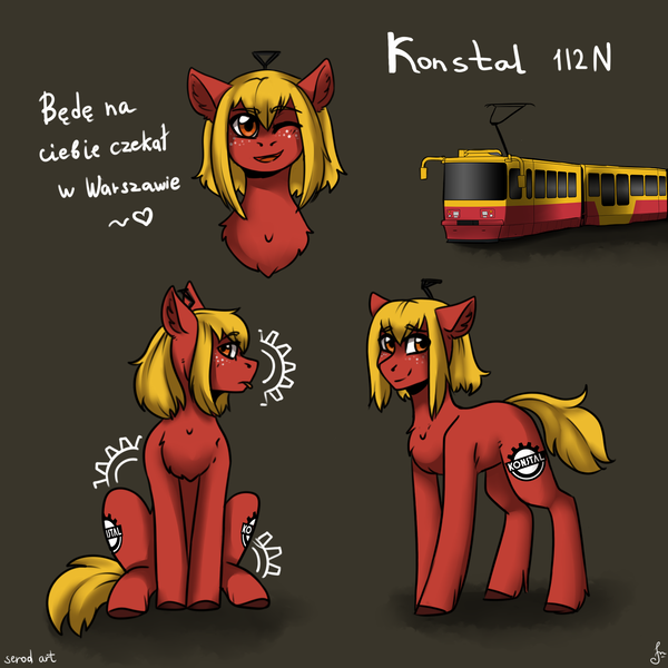 Size: 1500x1500 | Tagged: safe, artist:serodart, derpibooru import, oc, oc:konstal, ponified, pony, male, pantograph, poland, polish, tram, transpontation