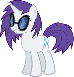 Size: 3857x4000 | Tagged: safe, artist:namelesshero2222, color edit, derpibooru import, edit, rarity, vinyl scratch, pony, unicorn, alternate hairstyle, colored, female, high res, hooves, horn, mare, simple background, smiling, solo, sunglasses, teeth, transparent background, vector