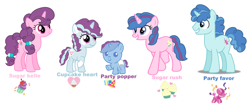 Size: 4692x1964 | Tagged: artist:hollymau, derpibooru import, family, male, offspring, parent:party favor, parents:partybelle, parent:sugar belle, partybelle, party favor, safe, shipping, straight, sugar belle