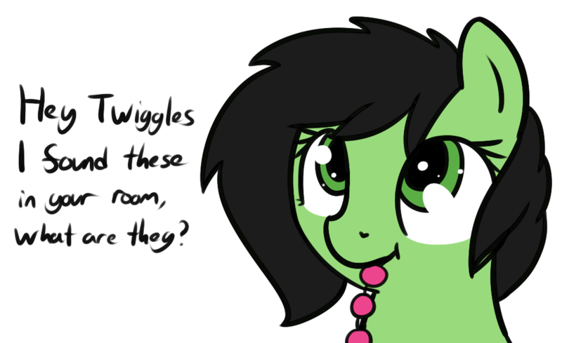 Size: 1020x624 | Tagged: questionable, artist:cutelewds, derpibooru import, oc, oc:anonfilly, unofficial characters only, earth pony, pony, anal beads, bust, dialogue, female, filly, implied twilight sparkle, innocent, looking up, mouth hold, question, sex toy, simple background, smiling, this will end in tears, transparent background