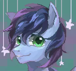 Size: 3100x2900 | Tagged: safe, artist:salt lie, derpibooru import, oc, oc:crystal eve, oc:crystaleve, earth pony, pony, avatar, commission, male, pixel art, stallion, stars