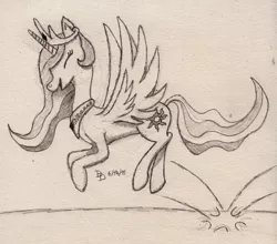 Size: 1200x1054 | Tagged: artist:darkdabula, derpibooru import, prancing, princess celestia, safe, solo, traditional art