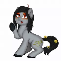 Size: 1080x1080 | Tagged: artist needed, safe, derpibooru import, oc, oc:hyundai rotem, ponified, pony, flower, hyundai, pantograph, raised hoof, solo, sunflower, train